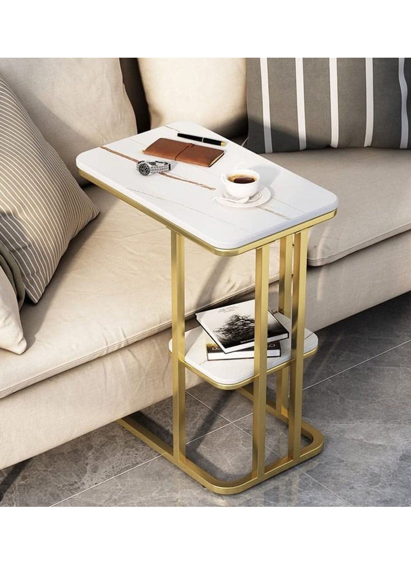 DubaiGallery - Side Table, Square Double-Layer Coffee Table Sofa Side Table Light Luxury Table Living Room Simple Mini Small Apartment Home Bedside End Table Side Table - Image 1