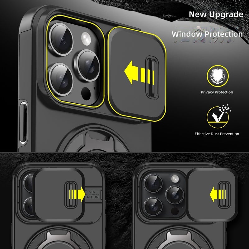 Saiboro Magnetic Phone Case for iPhone 17 Pro Max, Shockproof with Stand, Anti-Fingerprint - Silver - Image 4