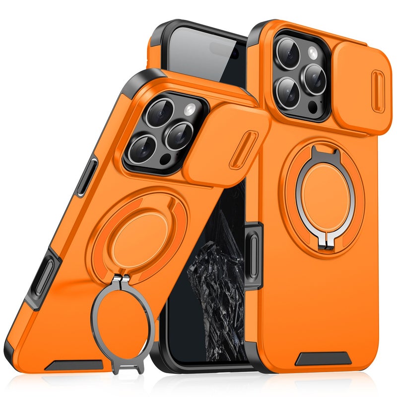 Saiboro Magnetic Phone Case for iPhone 17 Pro Max, Shockproof with Stand, Anti-Fingerprint - Silver - Image 3