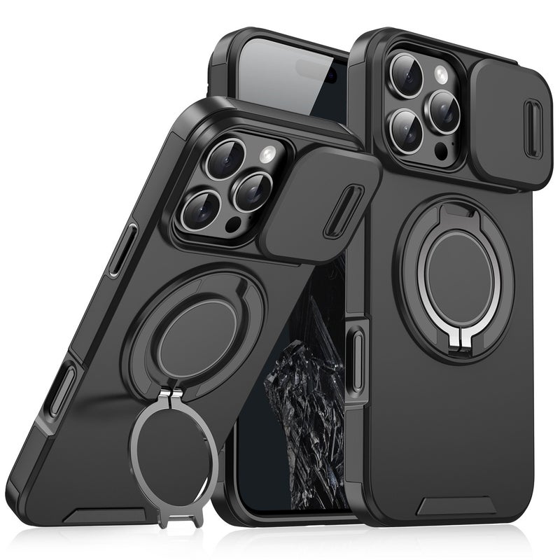 Saiboro Magnetic Phone Case for iPhone 17 Pro Max, Shockproof with Stand, Anti-Fingerprint - Silver - Image 2