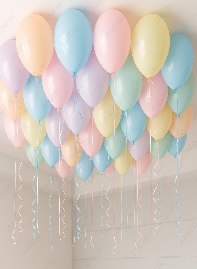AMFIN (Pack of 50) Pastel Birthday Decoration Item Balloons - Multicolour - Image 3
