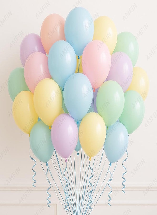AMFIN (Pack of 50) Pastel Birthday Decoration Item Balloons - Multicolour - Image 1