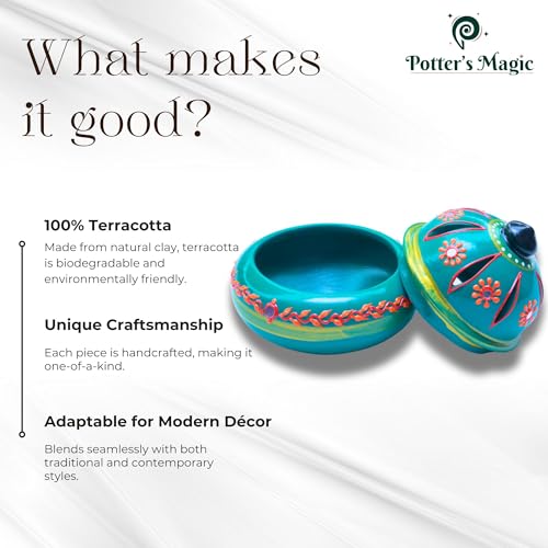 Potter's Magic Handcrafted Terracotta Incense Cone Holder | Decorative Sambrani & Dhoop Stand for Pooja Room, Meditation, Festive Decor | Eco-Friendly Clay Agarbatti Burner & Traditional Gift | Green - Image 4