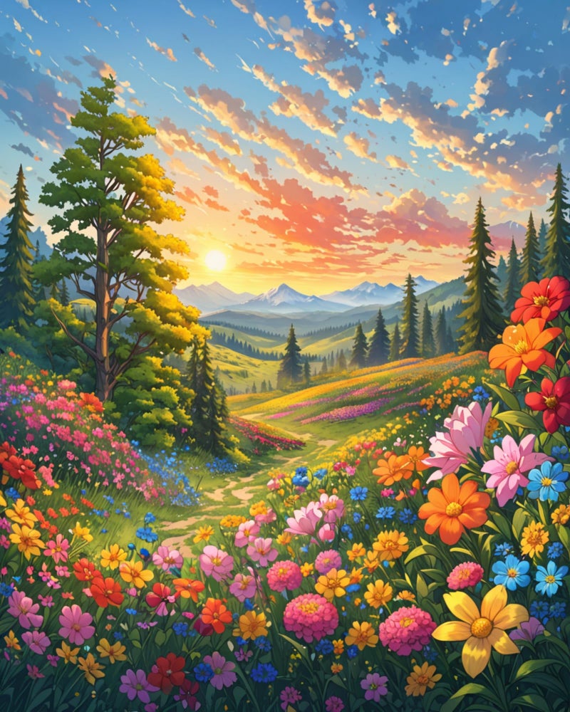 ldazao Landscape Adult Paint By Number Kits Paint By Numbers FlowersFlower Paint By Numbers Kit for Adults DIY Canvas Oil Painting Paint By Number for Gift Home Wall Decor 16x20 Inch - Image 2