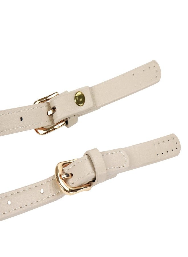 Semetall 4pcs PU Leather Purse Straps, Light Grey Handbag Handles Shoulder Straps Replacement with Adjustable Metal Buckle - Image 4