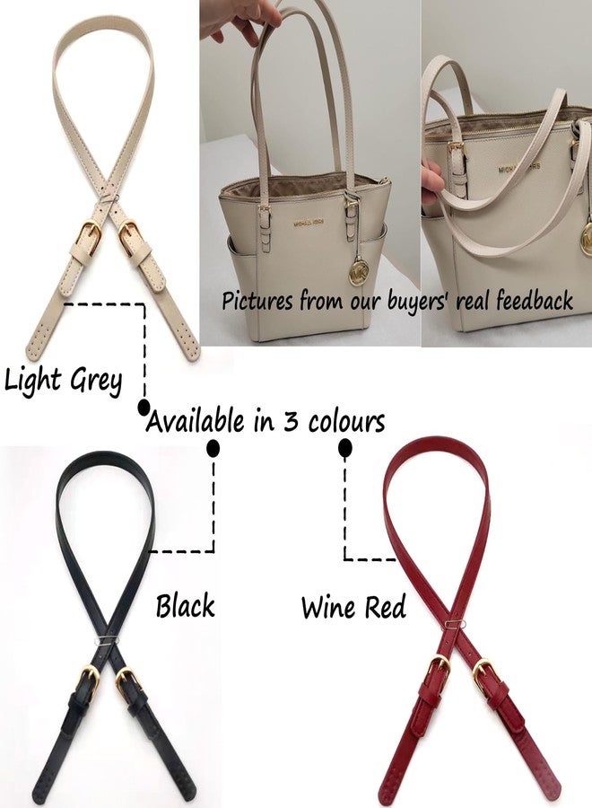 Semetall 4pcs PU Leather Purse Straps, Light Grey Handbag Handles Shoulder Straps Replacement with Adjustable Metal Buckle - Image 2