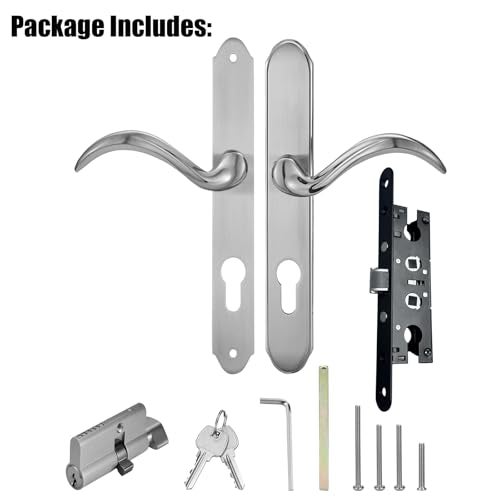HauSun Storm Door Handle Set Replacement Kit with 2 Point Mortise Lock and Key,Security Door Keyed Lever Handle Fits for Pella or Larson Storm Door (Brushed Nickel) - Image 2