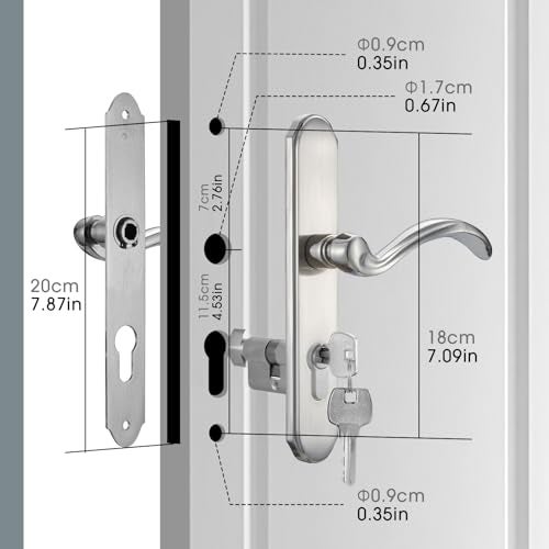 HauSun Storm Door Handle Set Replacement Kit with 2 Point Mortise Lock and Key,Security Door Keyed Lever Handle Fits for Pella or Larson Storm Door (Brushed Nickel) - Image 4
