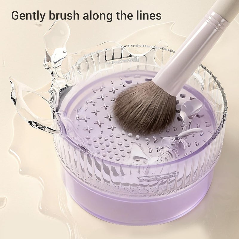 ZJchao Makeup Brush Organizer, Makeup Brush Holder Case with 360 Rotating Base 2 Interchangeable Lids Cover & Drying Function for Daily Storage Cleaning and (Purple) - Image 3
