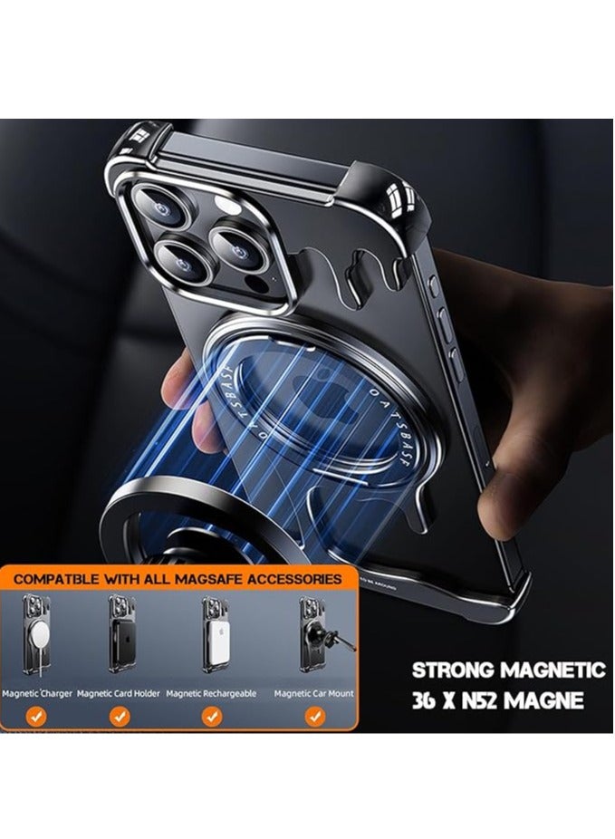 general Case for iPhone 15 Pro Max/15 Pro/15 Plus/15, Magnetic Case, Liquid Metal Frame with 360° Swivel Stand 【Magsafe Compatibility】 Elegant and frameless design - Image 3