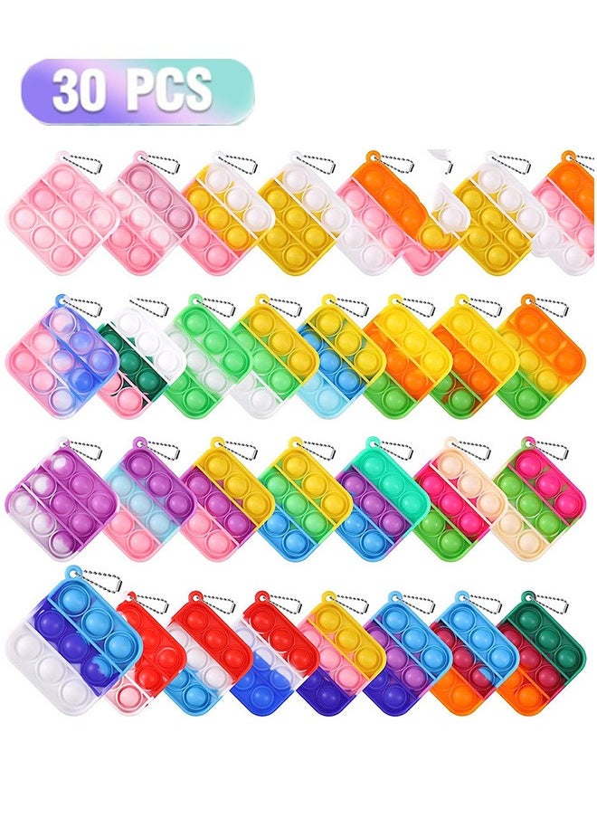 GMORO 30 Pack Mini Pop Fidget Keychain, Kids Party Favors Fidget Toys Bulk, Its Birthday Party Favors for Kids 4+ Year Small Kid, Classroom Prizes Fidgets It Bubbles Poppers  - Image 1