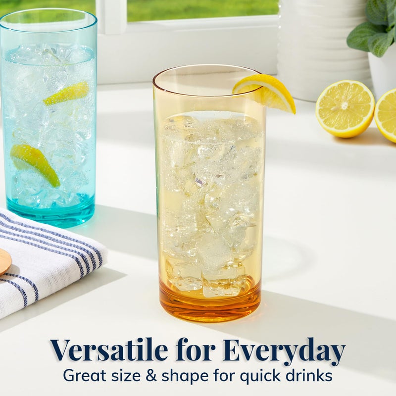 US Acrylic Classic Plastic Reusable Drinking Glasses (Set of 6) 16oz Water Cups Assorted Colors | BPA-Free Tumblers, Made in USA | Top-Rack Dishwasher Safe - Image 3