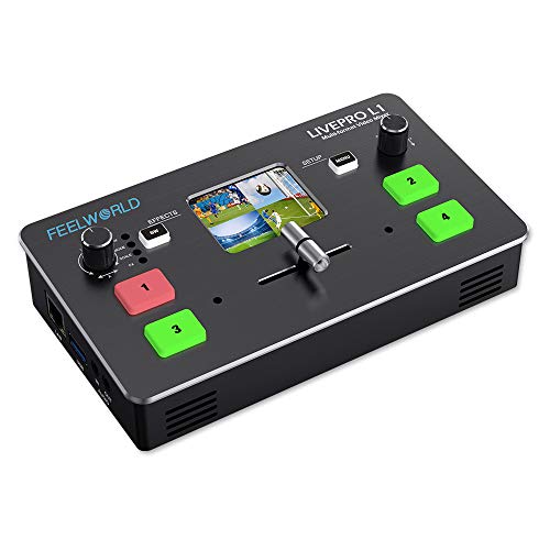 FEELWORLD Live PRO L1 Multicamera Video Switcher with 2-Inch TFT Display 4 x HDMI inputs Multi-Format Production USB3.0 Live Streaming - Image 1