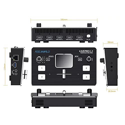 FEELWORLD Live PRO L1 Multicamera Video Switcher with 2-Inch TFT Display 4 x HDMI inputs Multi-Format Production USB3.0 Live Streaming - Image 3