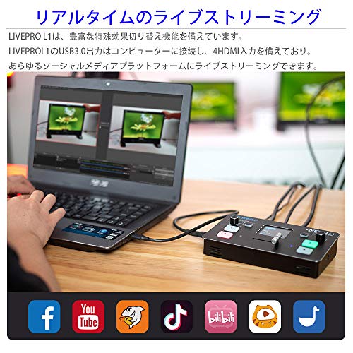 FEELWORLD Live PRO L1 Multicamera Video Switcher with 2-Inch TFT Display 4 x HDMI inputs Multi-Format Production USB3.0 Live Streaming - Image 4