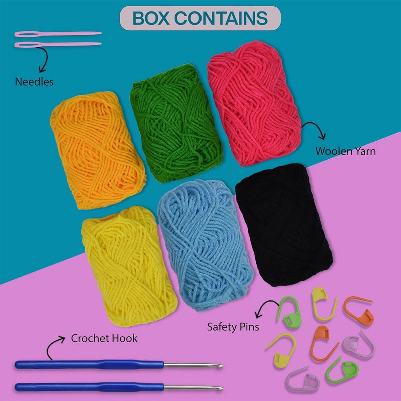 picknMAKE Crochet Kit for Beginners with Wool Yarn, Crochet Hooks, Stitch Markers & Needles – DIY Learn to Crochet Set for Adults & Kids, Starter Craft Kit with All Supplies - Image 2