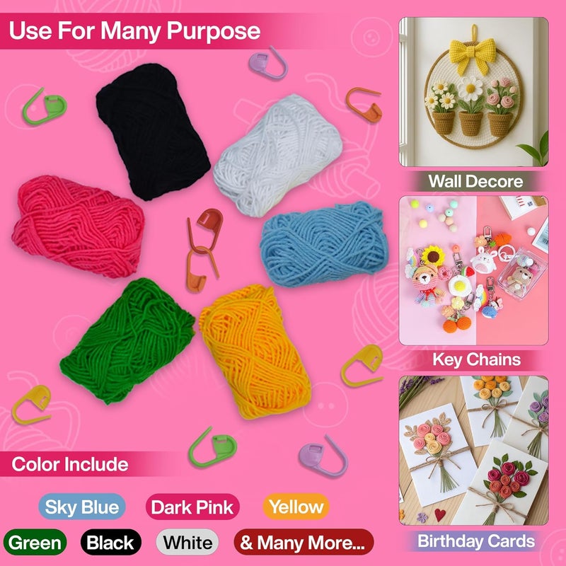 picknMAKE Crochet Kit for Beginners with Wool Yarn, Crochet Hooks, Stitch Markers & Needles – DIY Learn to Crochet Set for Adults & Kids, Starter Craft Kit with All Supplies - Image 4
