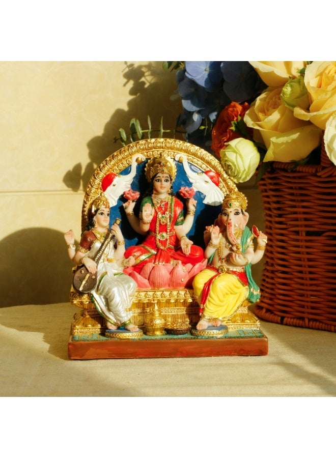 alikiki تمثال Alikiki Lakshmi Ganesha Saraswati مقاس 16.3 سم ارتفاع هندي لاكشمي غانيش أيدول شخصية مورتي عنصر هندوسي للمنزل والمكتب معبد ماندير ضريح مذبح بوجا ديكور الهند ديوالي بوجا هدايا للأصدقاء - Image 5
