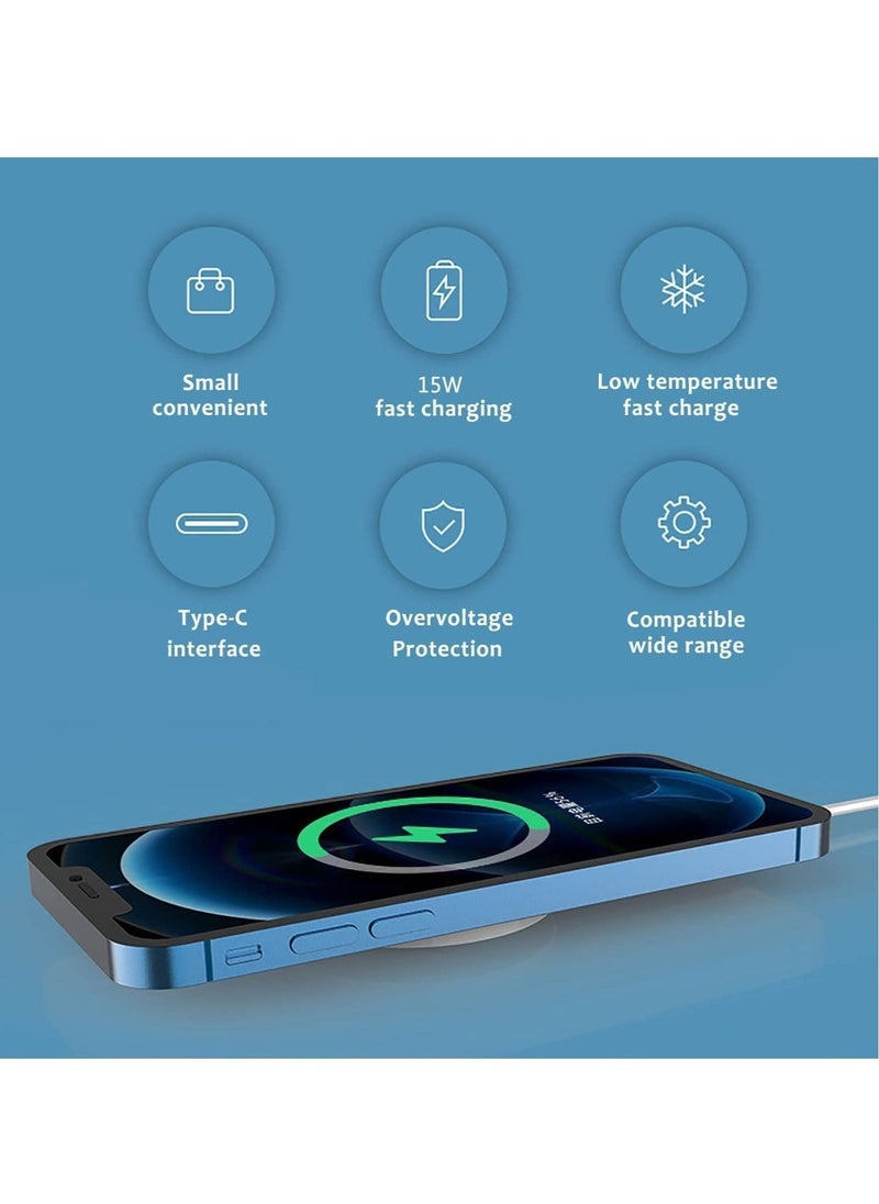 Magnetic Wireless Charger,15W Fast Wireless Charging Compatible with Mag-Safe Charger for iPhone 12/12Pro/12 Pro Max/12Mini/iPhone 13/13Mini/13Pro/ 13 Pro Max/iPhone 14/14Plus/14Pro/14 Pro Max