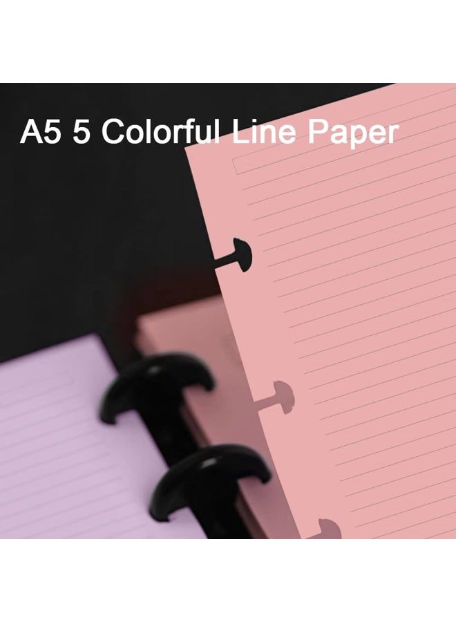 Getvow (3-Pack) Junior Size TUL Discbound Lined Refill Paper, 8-Disc Disbound Insert, 5 Colors(60 Sheets/Color), Total 300Sheets / 600Pages, 110gsm Thicker Paper, 5.8'' x 8.2'' - Image 4