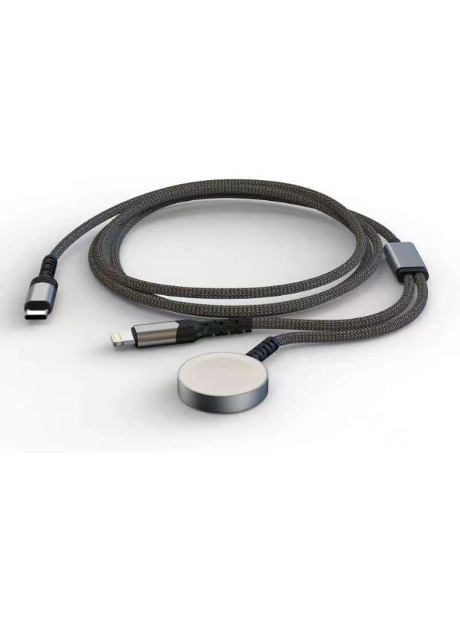 Trands TR-CA8724 2-in-1 Wireless Charging Cable, Black - Image 2