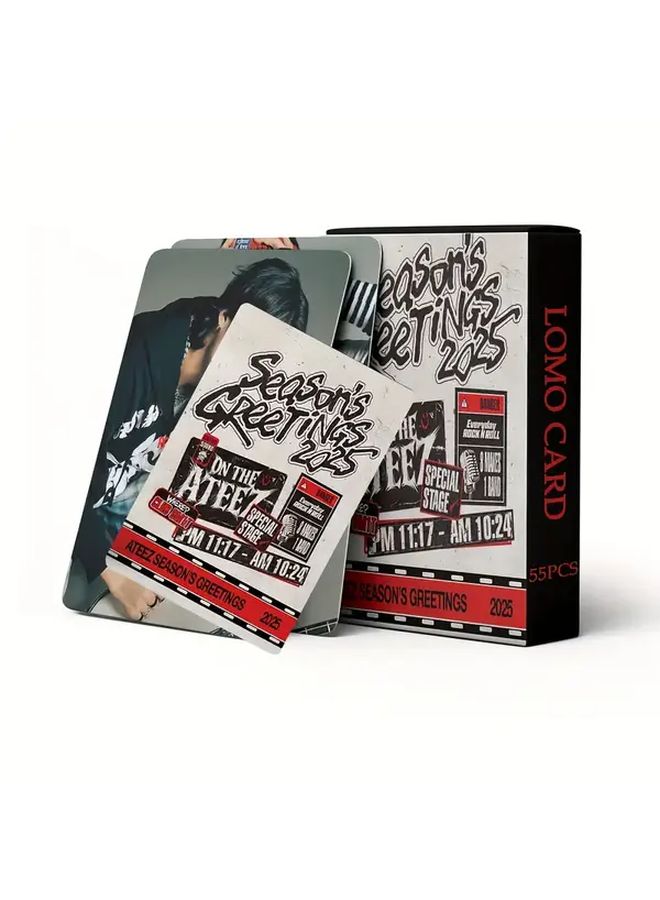 ATEEZ 2025 Season Greeting 55pcs Card Album A Box Double Sided LOMO Photo Set Collectible - Image 1