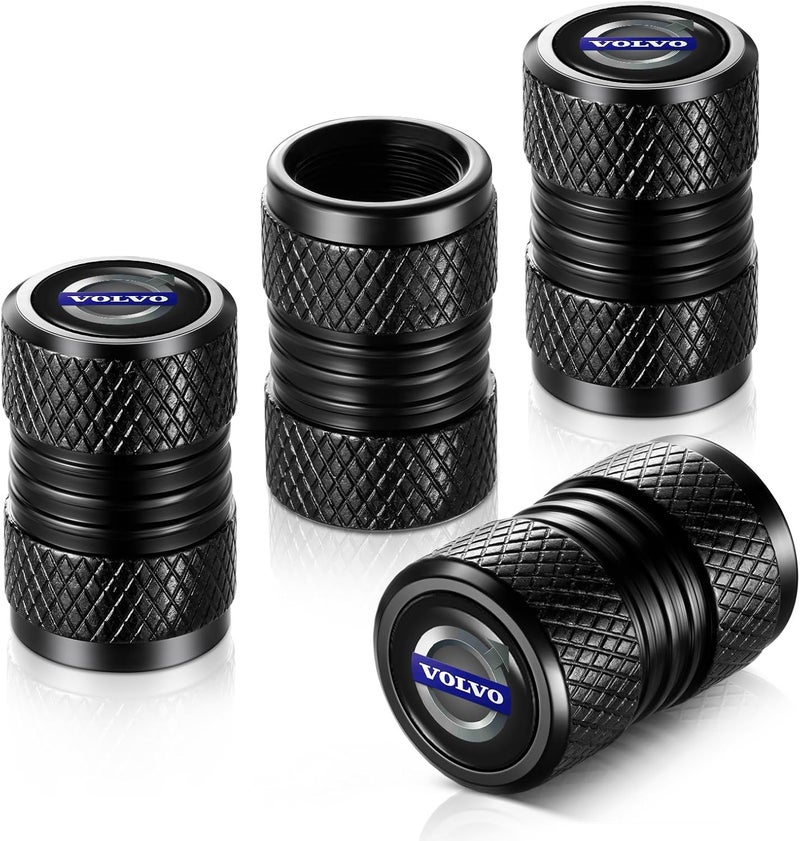 YHEESHIGN Tire Valve Stem Caps, Compatible with Volvo Series Stem Cap Universal Car Air Cover Car Accessories for Cars, SUV, Truck, Motorcycles 4pcs （Black） - Image 1