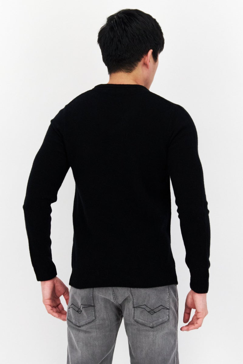 Lyle & Scott Men V-Neck Brand Logo Long Sleeves Sweatshirt, Black - Image 3