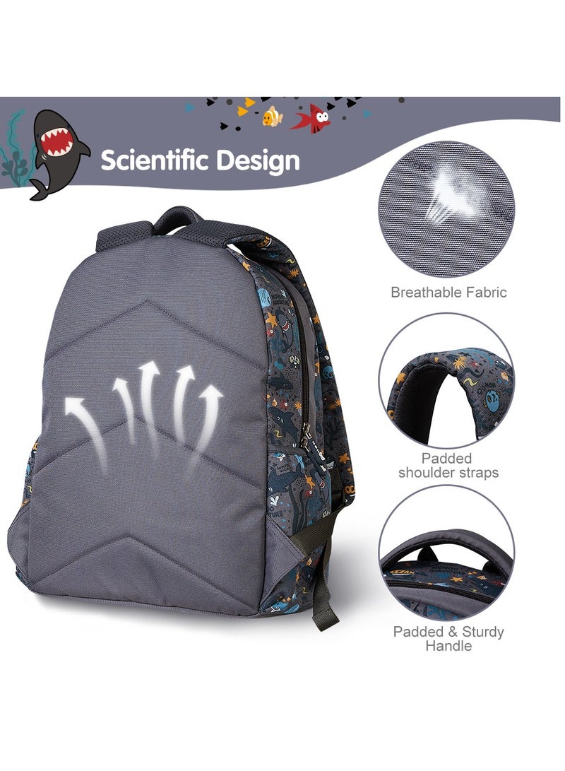 Nohoo Kids 16 Inch School Bag With Pencil Case Combo Shark - Grey - Image 5