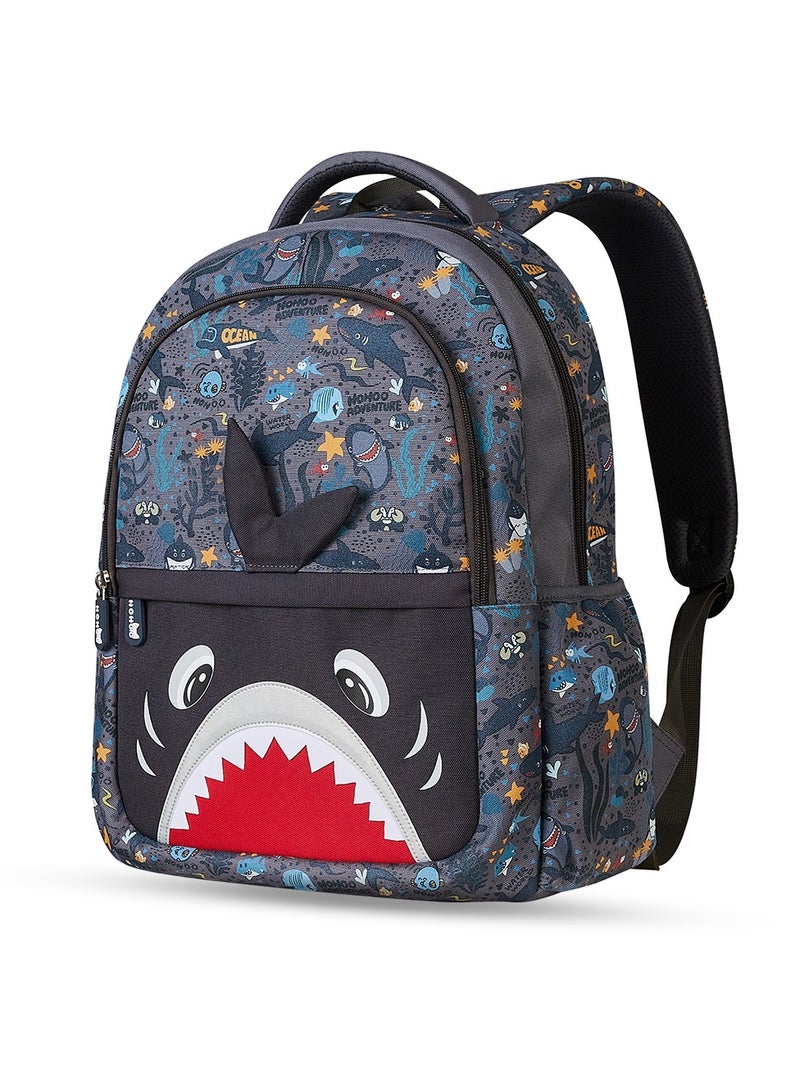 Nohoo Kids 16 Inch School Bag With Pencil Case Combo Shark - Grey - Image 2