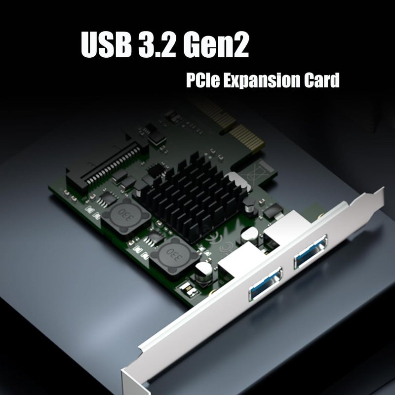 GLOTRENDS U3142A 2-Port 10Gb USB 3.1 Gen2 Type-A to PCIE X4 Expansion Card with ASM 3142 Chip, Regular and Low-profible Bracket - Image 2