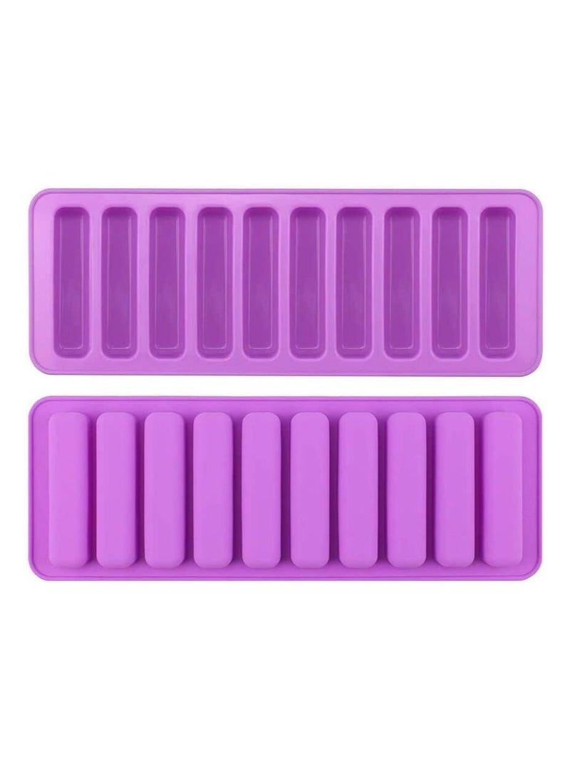 2 PCS 10-Cavity Chocolate Bar Molds Finger Shaped Silicone Biscuit Molds，Fondant Mold DIY Tools, Ice Cube Trays