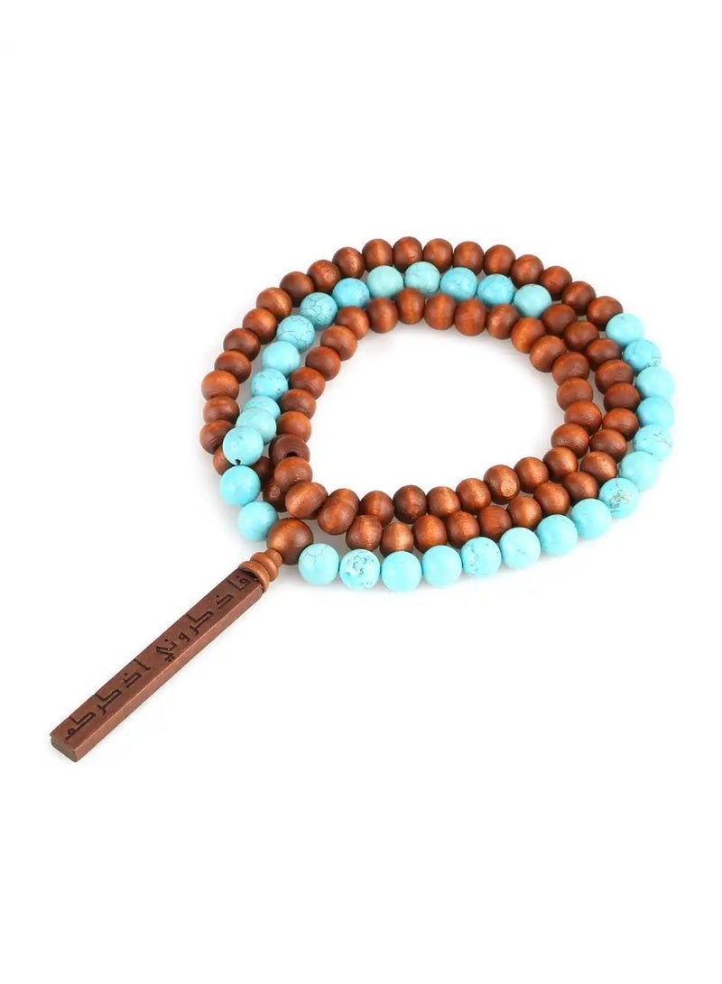 أم أم أيه من معدن الإنسان سبحة فاذكروني أذكركم المكونة من الأحجار الكريمة والخرز الخشبي - Image 1