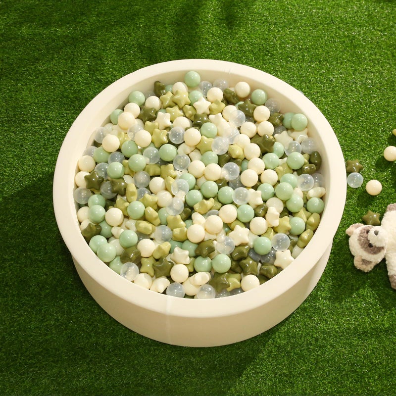 TRENDPLAY Star Ball Pit Balls 100 for Toddlers - Green Ball Pit Ball Shapes for Boys Girls Fun, Birthday Party, Christmas Decoration, Cream Colors Mix Green - Image 4