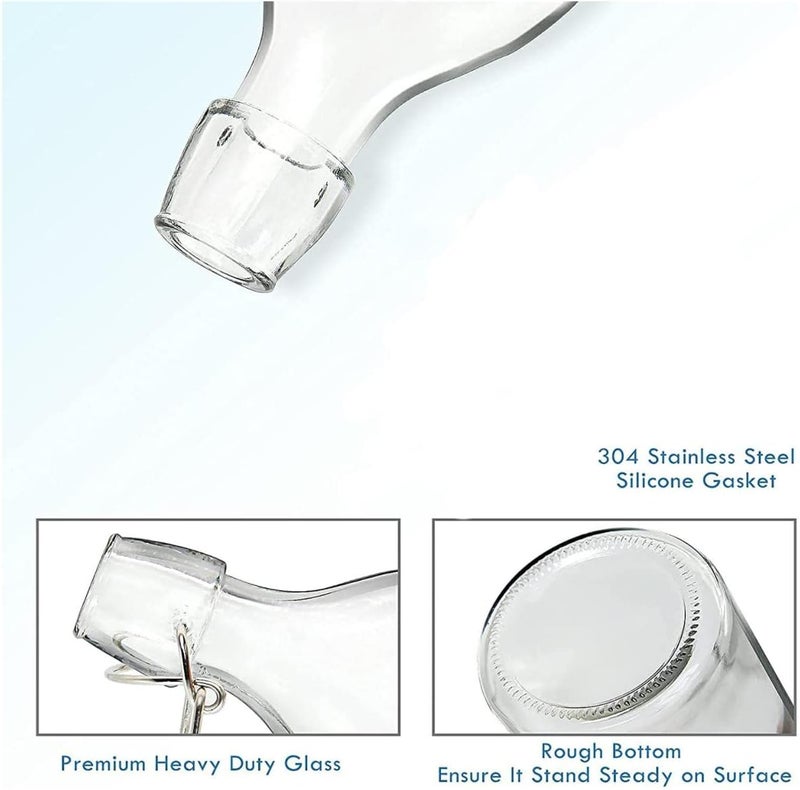 FUFU 6Pack 16oz Flip Top Glass Bottle Swing Top Bottles with Airtight Seal Flip Caps for Kombucha, Beverages, Oil, Vinegar, Water, Soda, Kefir… - Image 3