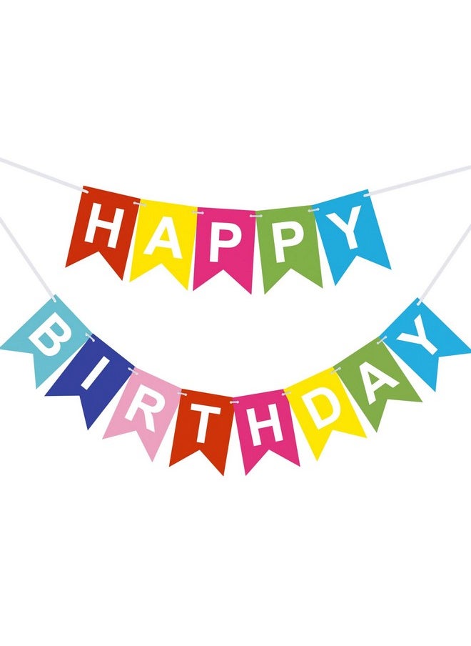 DomeStar DomeStar Happy Birthday Banner, Colorful Happy Birthday Decorations For Women Girl Men Boy Birthday Party Happy Birthday Sign  - Image 1