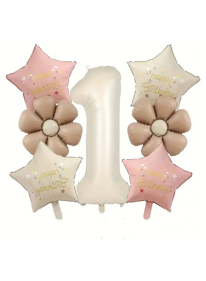 Number 2 Aluminum Balloon Set With Flowers Stars For Birthday Party Decor - Image 4
