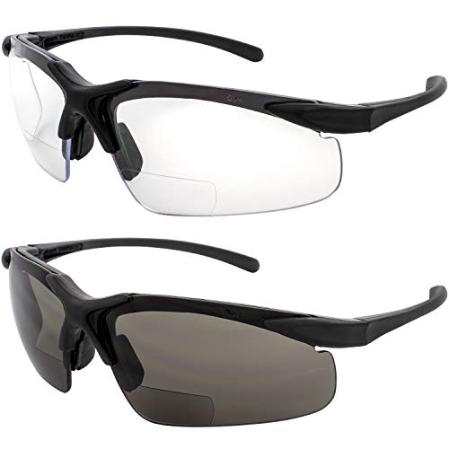 Global Vision Apex 2.0 Bifocal Safety Glasses, Two Pair with Clear and Smoke Lenses - Image 1