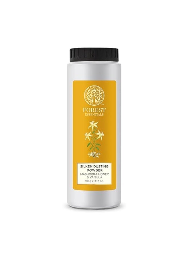 Forest Essentials Silken Dusting Powder Honey & Vanilla | Natural Body Powder with Honey & Vanilla | Corn Starch with Cocoa Butter | Leaves Skin Fresh, Soft & Fragrant - Image 1