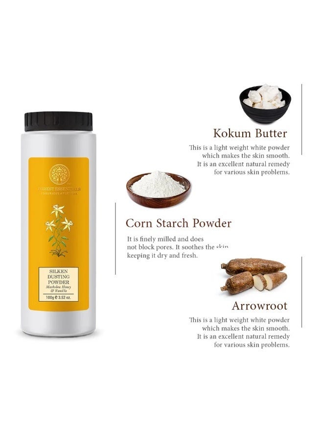 Forest Essentials Silken Dusting Powder Honey & Vanilla | Natural Body Powder with Honey & Vanilla | Corn Starch with Cocoa Butter | Leaves Skin Fresh, Soft & Fragrant - Image 2