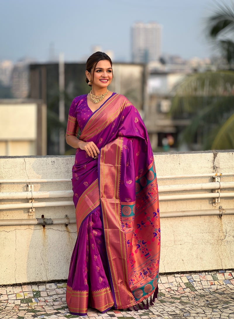 TRENDING Soft Silk Wne sarees with Meenakari weaves  - Image 1