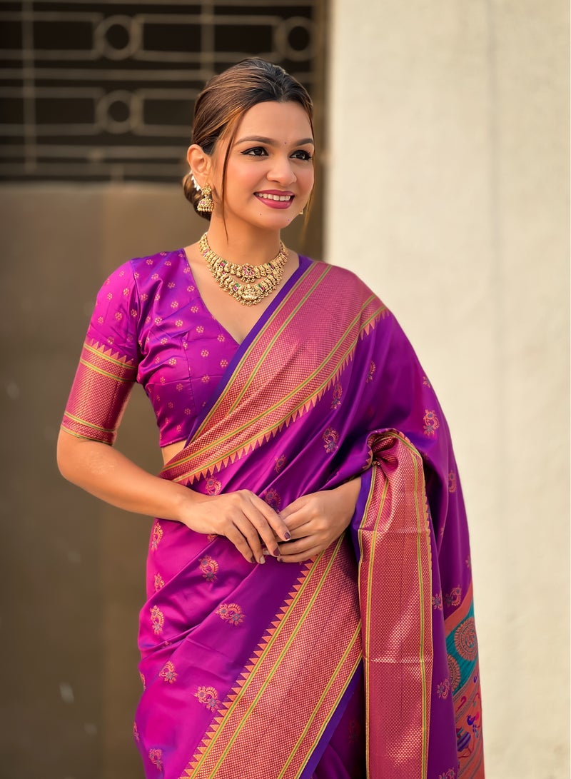 TRENDING Soft Silk Wne sarees with Meenakari weaves  - Image 2