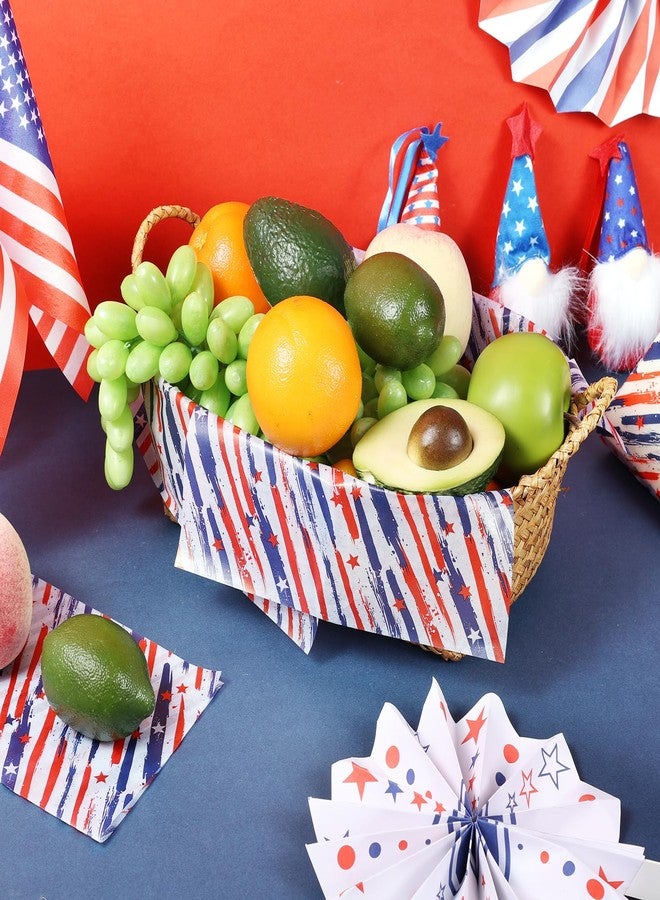 Fabllewavi 150 Sheets Patriotic Stripe & Star Wax Paper for Food Deli, 9.8 x 8.3 inch Red Blue Stars and Stripes Greaseproof Deli Sheets for 4th of July Sandwich Picnic Basket Liner Memorial Day Supplies - Image 3