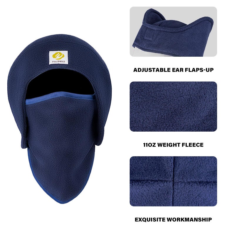 Fullsheild FR Face Mask Full Head Cover Winter Fleece Flame Resistant Balaclava 11oz NFPA2112 CAT2 Modacrylic Blend Hood for Welding OneSize Blue - Image 2