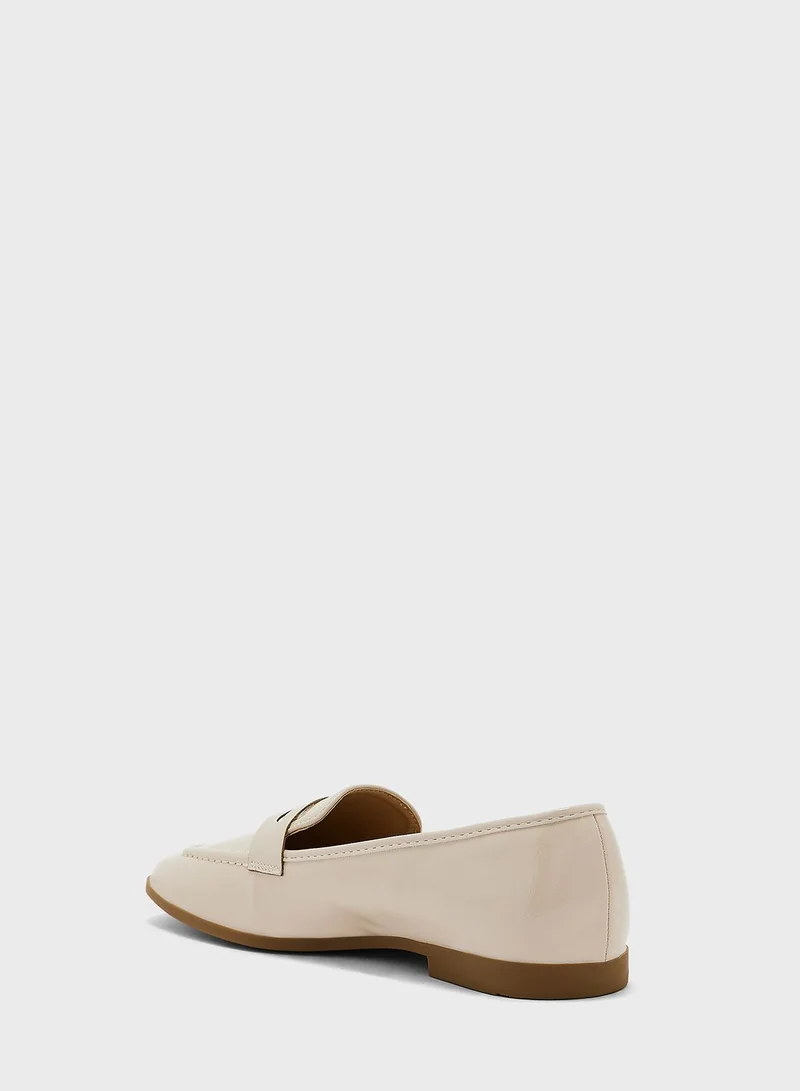 ELLA Nude Crinkle Patent Flat Moccasin