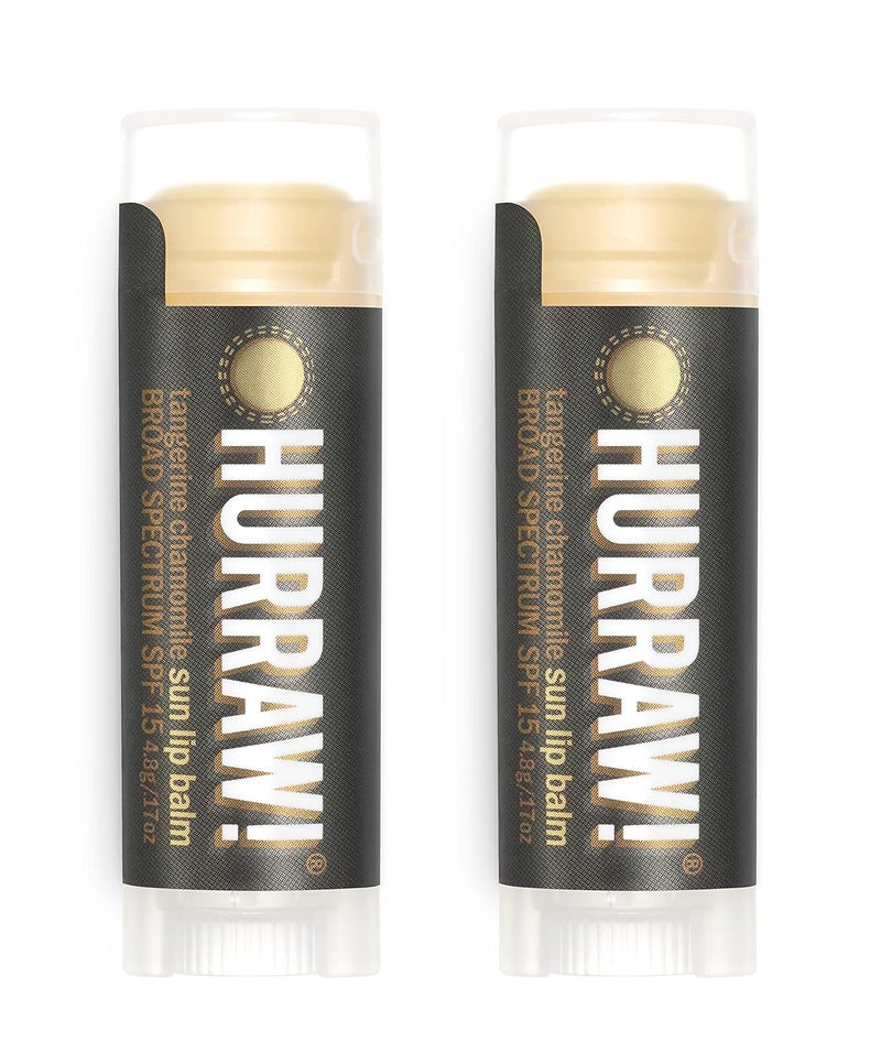 Hurraw Sun Lip Balm Zinc Oxide Protection Broad Spectrum SPF 15 Tangerine Chamomile 2 Pack Organic Certified Vegan Gluten Free NonGMO AllNatural Bee Shea Soy  Palm Free Made in USA
