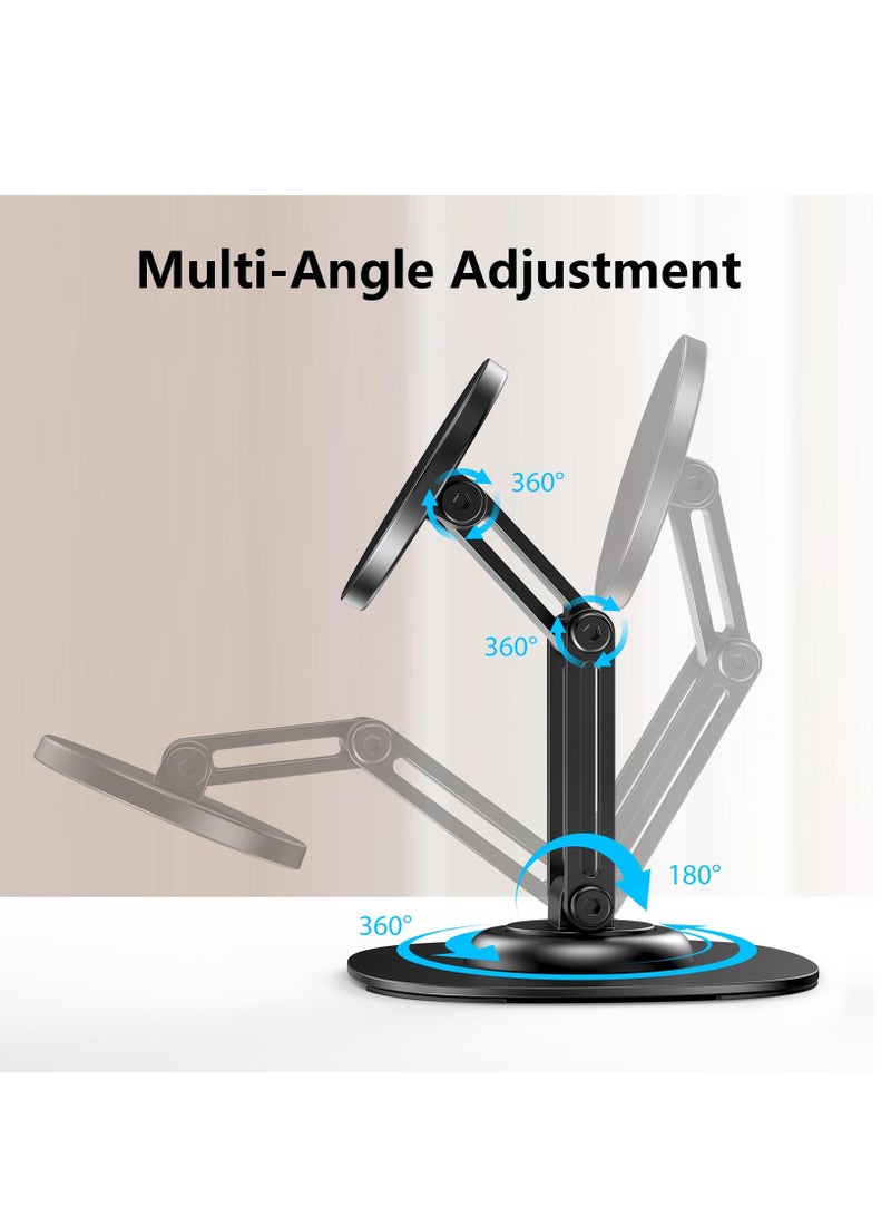 Excefore Magnetic Phone Stand, For MagSafe iPhone Stand Holder for Desk with 360° Rotating Base, Metal Foldable Adjustable Cell Phone Stand Compatible with iPhone 15 14 13 12 Pro Max and MagSafe Case  - Image 3