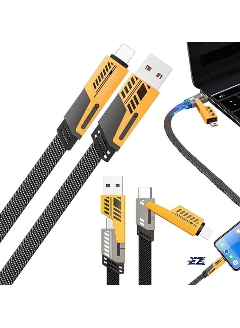 ELTRAZONE Original Super-Fast Charging Cable | 65W 480 Mbps 4-in-1 USB A/Type C to/Type C | 2m Tangle-Free Braided Cable | Multiport for iPhones, iPads, Android Devices  - Image 1