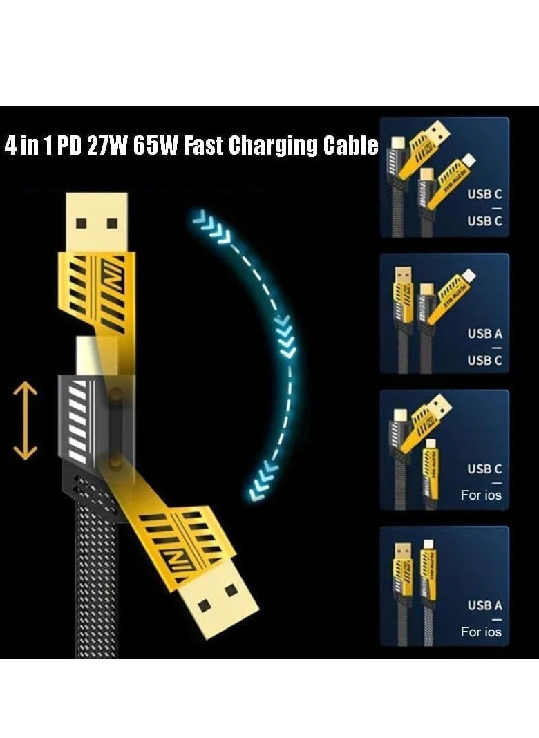 ELTRAZONE Original Super-Fast Charging Cable | 65W 480 Mbps 4-in-1 USB A/Type C to/Type C | 2m Tangle-Free Braided Cable | Multiport for iPhones, iPads, Android Devices  - Image 5