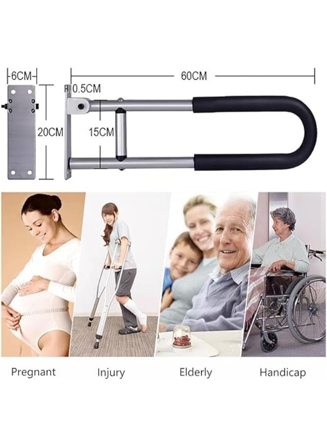 DUNISO Foldable Toilet Grab Bar，Drop Down Bathroom Grab Bar with Black Sponge，Wall Mounted Anti Slip Toilet Safety Support，for Elderly Disabled Pregnant - Image 2